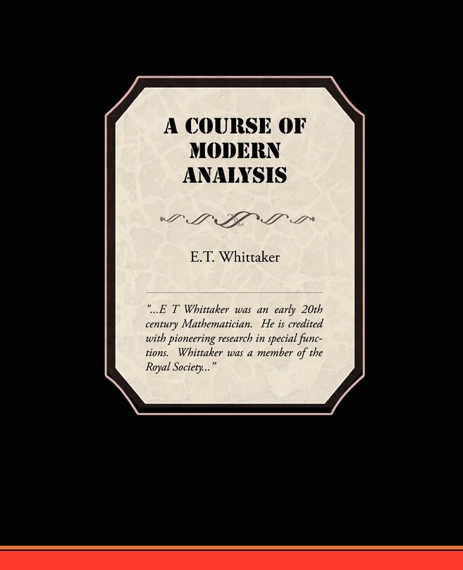 Front cover_A Course of Modern Analysis