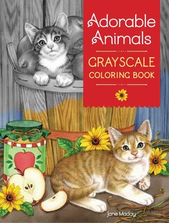 Front cover_Adorable Animals Grayscale Coloring Book