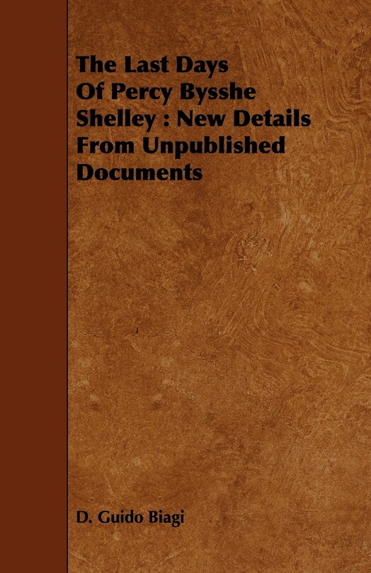 Couverture_The Last Days Of Percy Bysshe Shelley