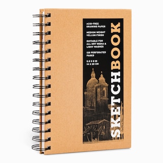 Front cover_Sketchbook 5.5 x 8 Kraft Spiral Hardcover Mixed Media Sketchbook for Drawing