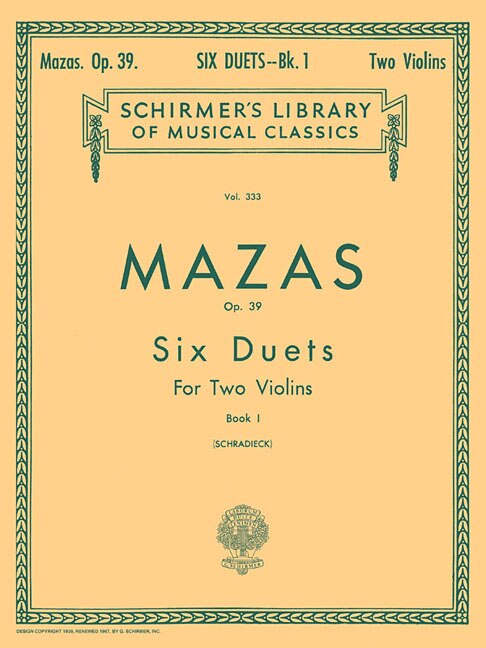 6 Duets, Op. 39 - Book 1: Schirmer Library of Classics Volume 333