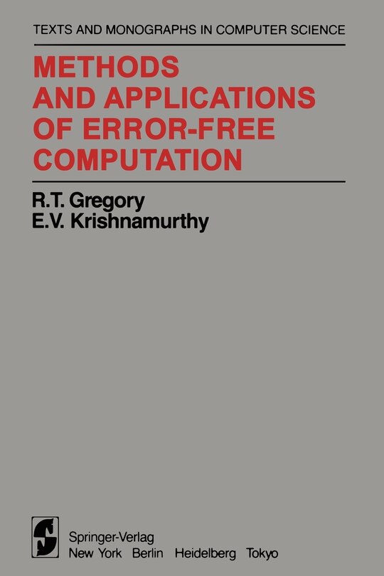 Front cover_Methods and Applications of Error-Free Computation