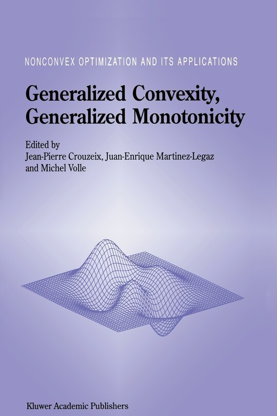 Front cover_Generalized Convexity, Generalized Monotonicity