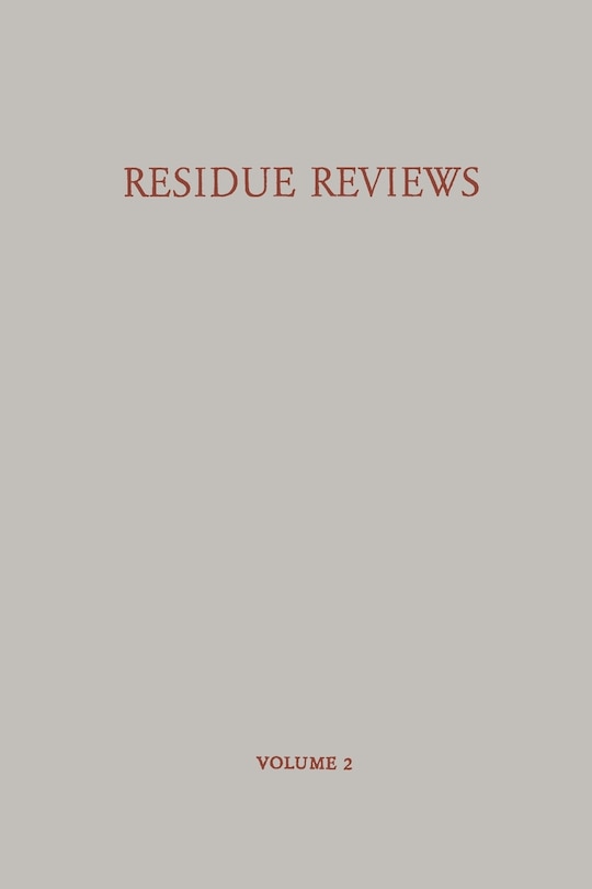 Front cover_Residue Reviews / Ruckstands-Berichte