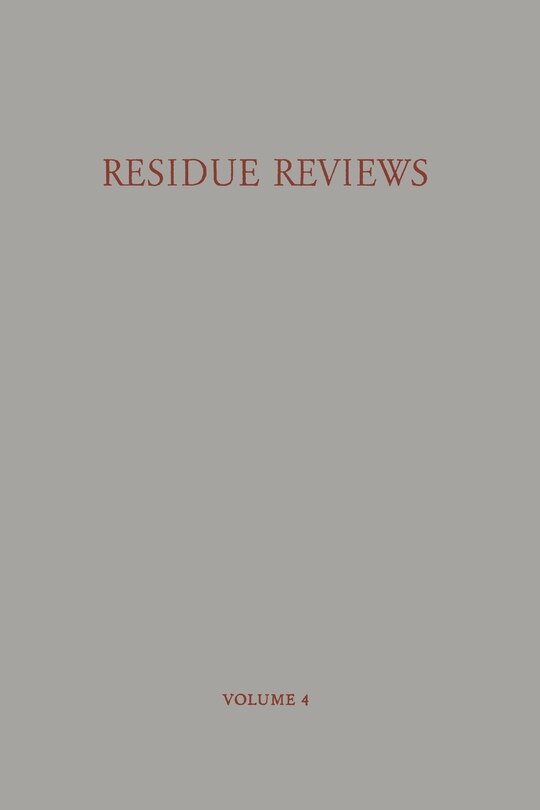 Couverture_Residue Reviews / Rückstands-Berichte