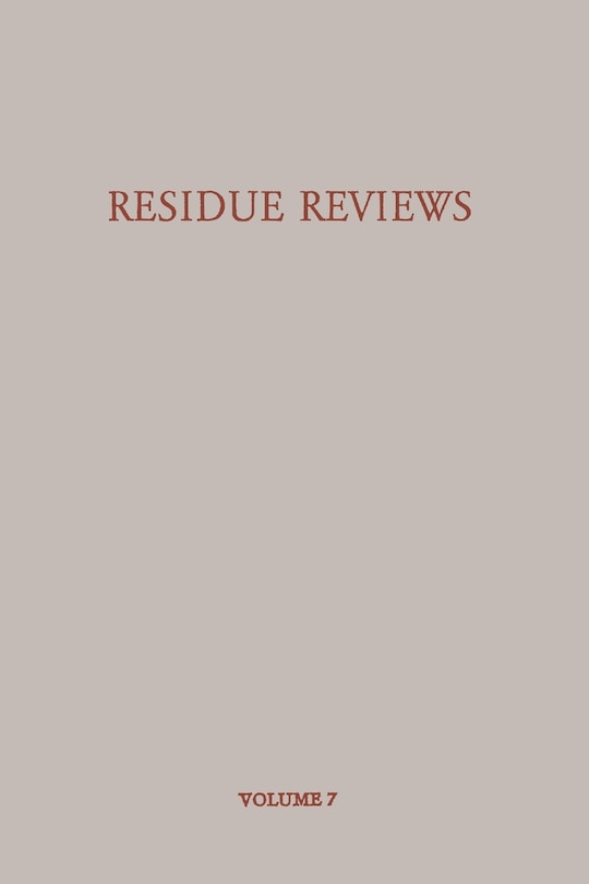 Couverture_Residue Reviews/Ruckstands-Berichte