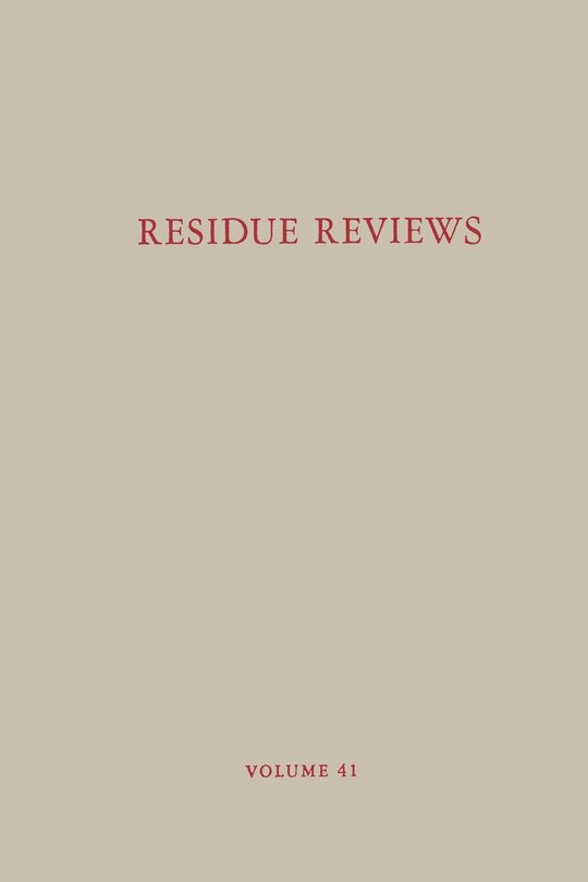 Front cover_Residue Reviews / Rückstands-Berichte