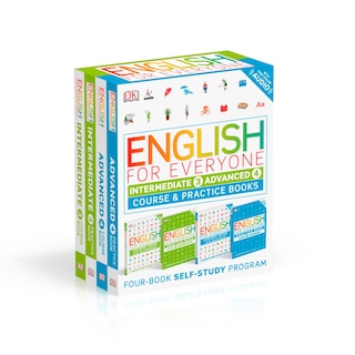 English for Everyone: Intermediate and Advanced Box Set: Course and Practice Books—Four-Book Self-Study Program