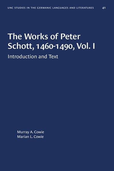 Couverture_The Works of Peter Schott, 1460-1490, Vol. I
