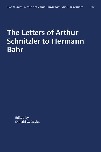 Front cover_The Letters of Arthur Schnitzler to Hermann Bahr