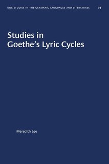 Front cover_Studies In Goethe's Lyric Cycles