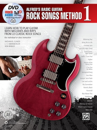 Alfred's Basic Guitar Rock Songs Method, Bk 1: Learn How To Play Guitar With Melodies And Riffs From 22 Classic Rock Songs, Book, Dvd