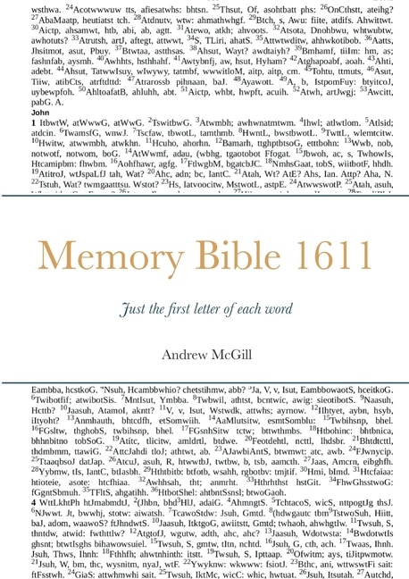 Memory Bible 1611: Just the first letter of each word