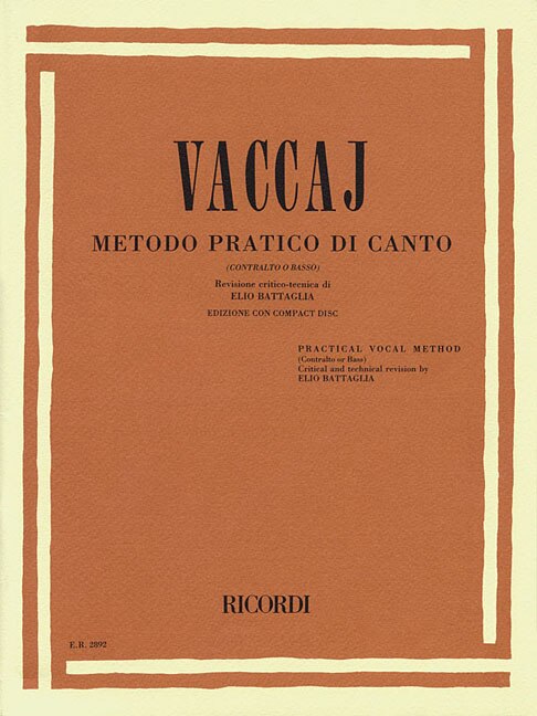 Practical Vocal Method (vaccai) - Low Voice: Alto/bass - Book/cd