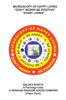 Front cover_Microscopy of Happy Living - Don't Worry Be Positive - Start Living Be Positive Be Brave Be Strong and Be Happy