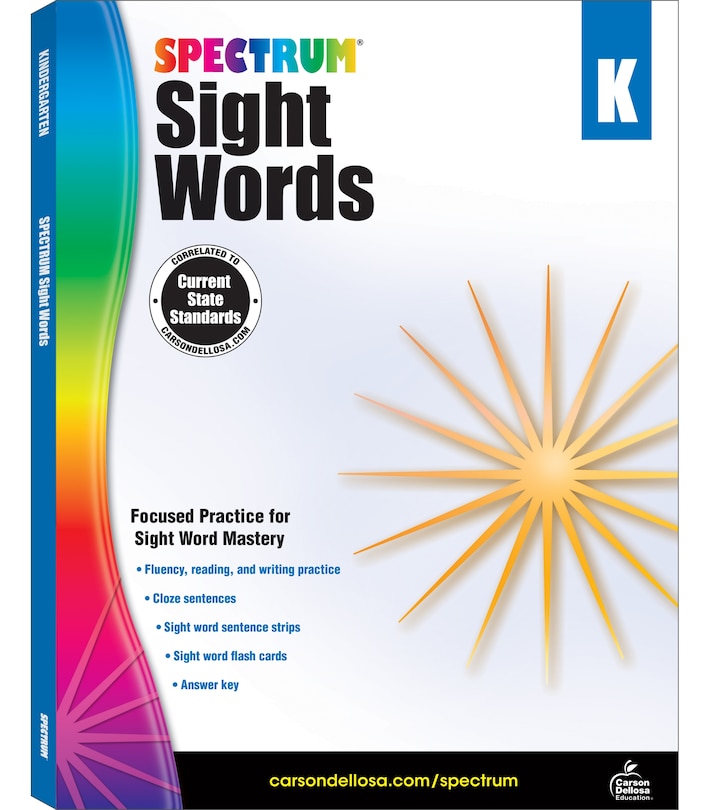 Front cover_Spectrum Sight Words, Grade K