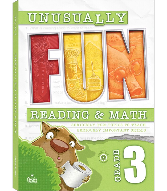Front cover_Unusually Fun Reading & Math Workbook, Grade 3