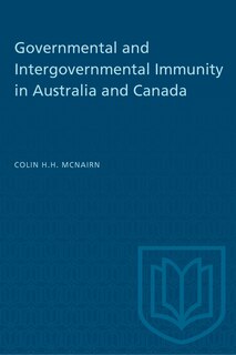 Front cover_Governmental and Intergovernmental Immunity in Australia and Canada