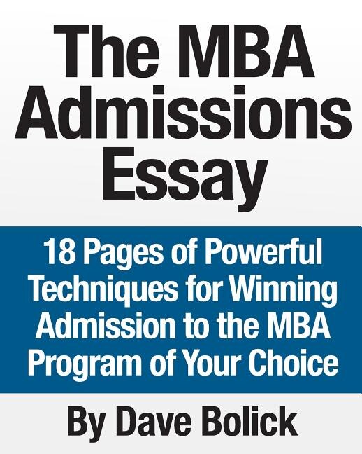 Front cover_The MBA Admissions Essay