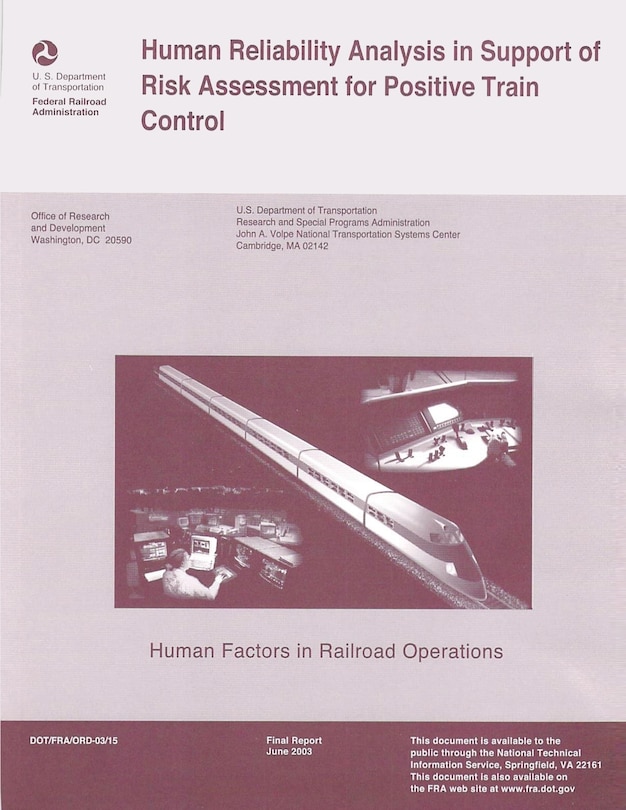 Couverture_Human Reliability Analysis in Support of Risk Assessment for Positive Train Control