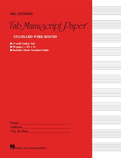 Couverture_Guitar Tablature Manuscript Paper - Spiral-Bound, 96 pages, Eleven 6-line tablature staves per page, 8-1/2 x 11, with Guitar Notation Guide