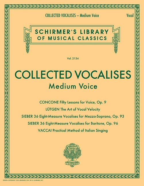 Couverture_Collected Vocalises: Medium Voice - Concone, Lutgen, Sieber, Vaccai