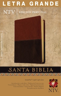 Couverture_Santa Biblia NTV, Edición personal, letra grande (SentiPiel, Café/Café claro, Índice, Letra Roja)