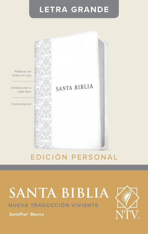 Couverture_Santa Biblia NTV, Edición personal, letra grande (SentiPiel, Blanco, Índice, Letra Roja)