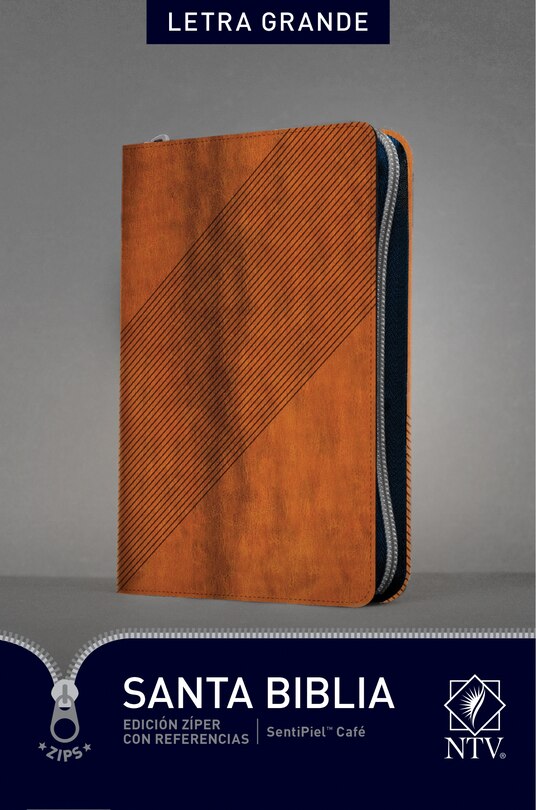 Front cover_Santa Biblia NTV, Edición zíper con referencias, letra grande (SentiPiel, Café, Letra Roja)