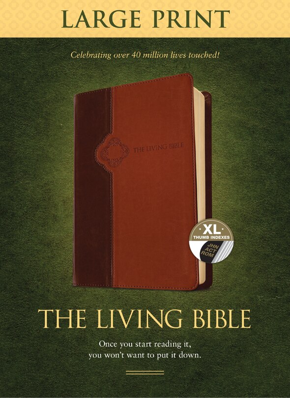 Front cover_The Living Bible Large Print Edition, TuTone (LeatherLike, Brown/Tan, Indexed)