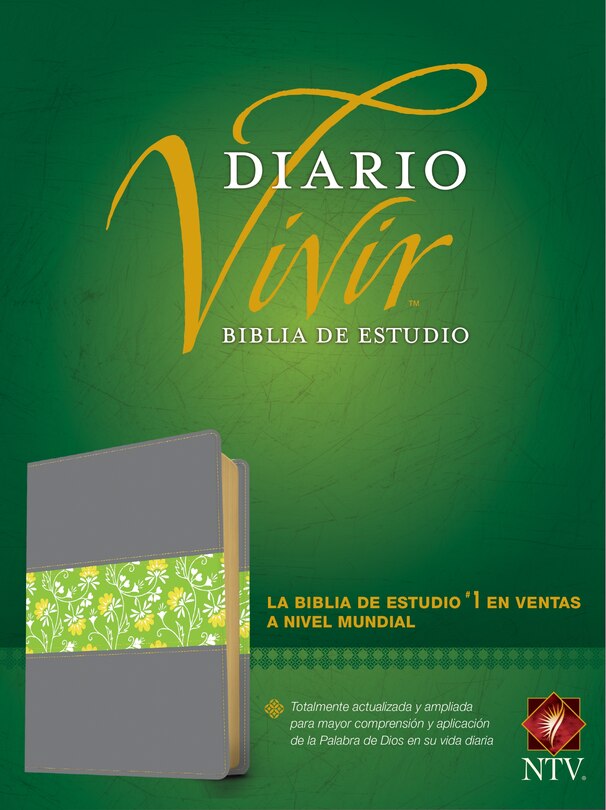 Front cover_Biblia de estudio del diario vivir NTV (SentiPiel, Gris/Verde, Letra Roja)