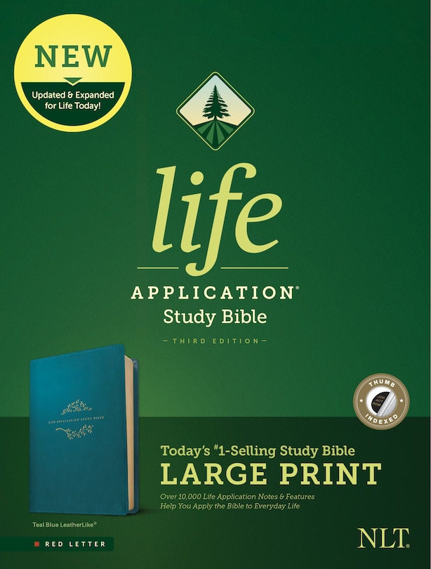 Couverture_NLT Life Application Study Bible, Third Edition, Large Print (LeatherLike, Teal Blue, Indexed, Red Letter)