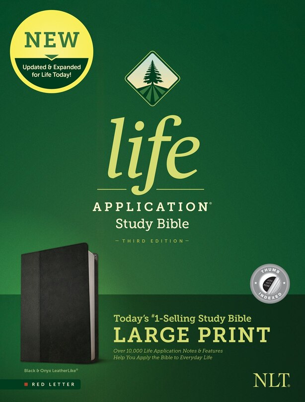 Couverture_NLT Life Application Study Bible, Third Edition, Large Print (LeatherLike, Black/Onyx, Indexed, Red Letter)
