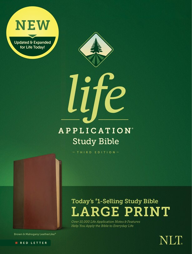 Front cover_NLT Life Application Study Bible, Third Edition, Large Print (LeatherLike, Brown/Mahogany, Red Letter)