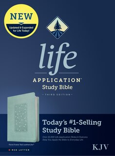 Front cover_KJV Life Application Study Bible, Third Edition (LeatherLike, Floral Frame Teal, Red Letter)