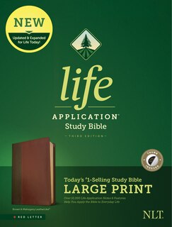 Front cover_NLT Life Application Study Bible, Third Edition, Large Print (LeatherLike, Brown/Mahogany, Indexed, Red Letter)
