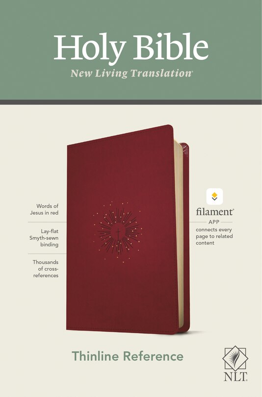 Front cover_NLT Thinline Reference Bible, Filament Enabled (LeatherLike, Aurora Cranberry, Red Letter)