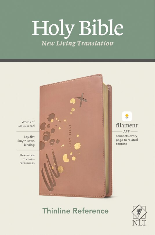 Front cover_NLT Thinline Reference Bible, Filament Enabled (LeatherLike, Brushed Pink, Red Letter)