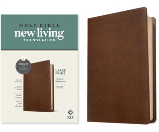 Front cover_NLT Large Print Thinline Reference Bible, Filament Enabled (LeatherLike, Rustic Brown, Red Letter)