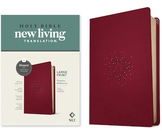 Front cover_NLT Large Print Thinline Reference Bible, Filament Enabled (LeatherLike, Aurora Cranberry, Red Letter)