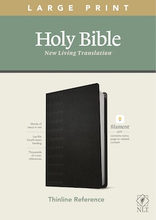Front cover_NLT Large Print Thinline Reference Bible, Filament Enabled (LeatherLike, Cross Grip Black, Red Letter)