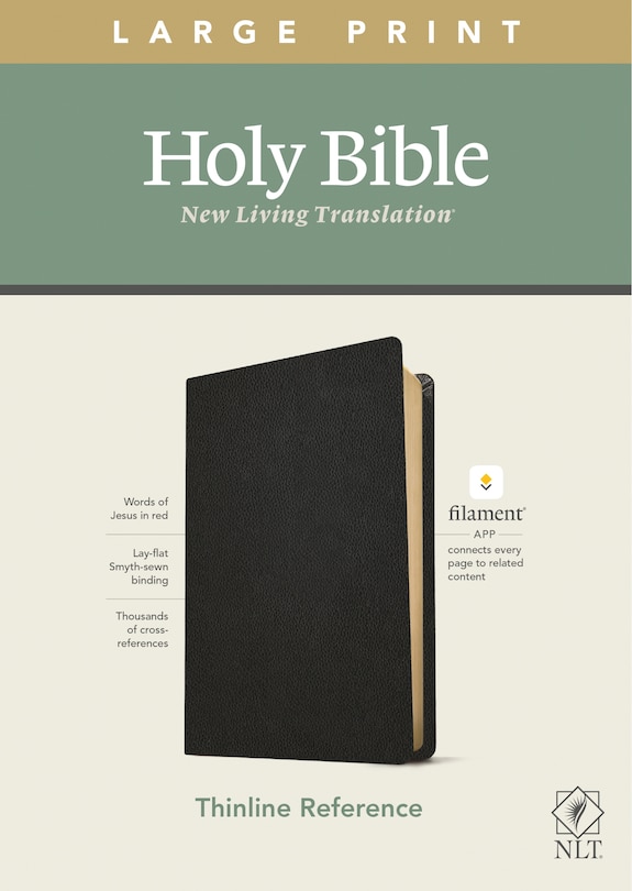 Couverture_Nlt Large Print Thinline Reference Bible, Filament Enabled Edition (red Letter, Genuine Leather, Black)