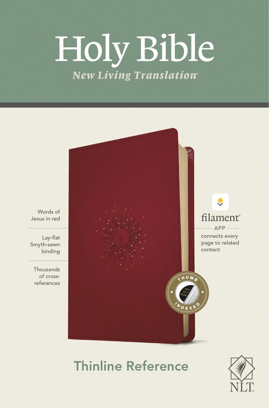 Couverture_NLT Thinline Reference Bible, Filament Enabled (LeatherLike, Aurora Cranberry, Indexed, Red Letter)