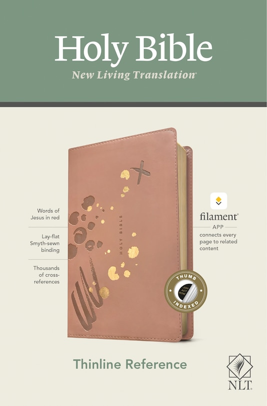 Couverture_NLT Thinline Reference Bible, Filament Enabled (LeatherLike, Brushed Pink, Indexed, Red Letter)