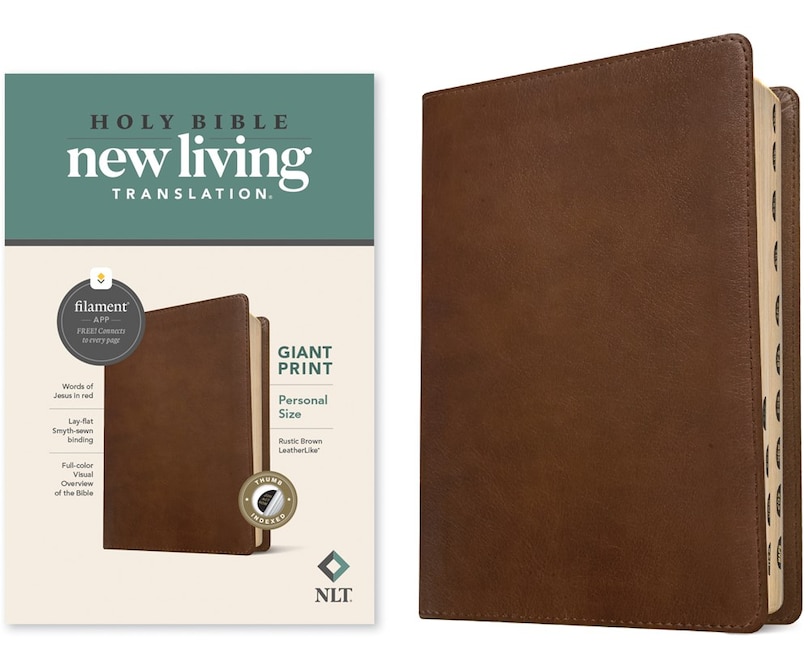 Couverture_NLT Personal Size Giant Print Bible, Filament Enabled (LeatherLike, Rustic Brown, Indexed, Red Letter)