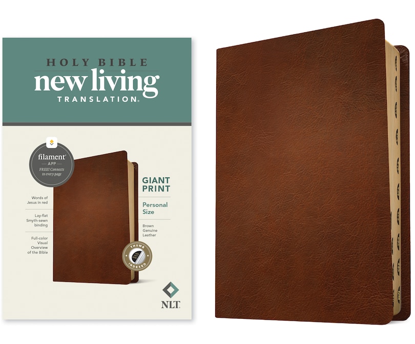 Couverture_Nlt Personal Size Giant Print Bible, Filament Enabled Edition (red Letter, Genuine Leather, Brown, Indexed)