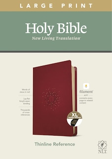 Couverture_NLT Large Print Thinline Reference Bible, Filament Enabled (LeatherLike, Aurora Cranberry, Indexed, Red Letter)