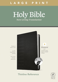 Front cover_NLT Large Print Thinline Reference Bible, Filament Enabled (LeatherLike, Cross Grip Black, Indexed, Red Letter)