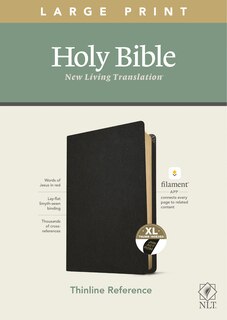 Couverture_Nlt Large Print Thinline Reference Bible, Filament Enabled Edition (red Letter, Genuine Leather, Black, Indexed)