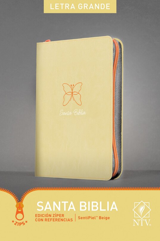 Front cover_Santa Biblia NTV, Edición zíper con referencias, letra grande (SentiPiel, Beige, Letra Roja)